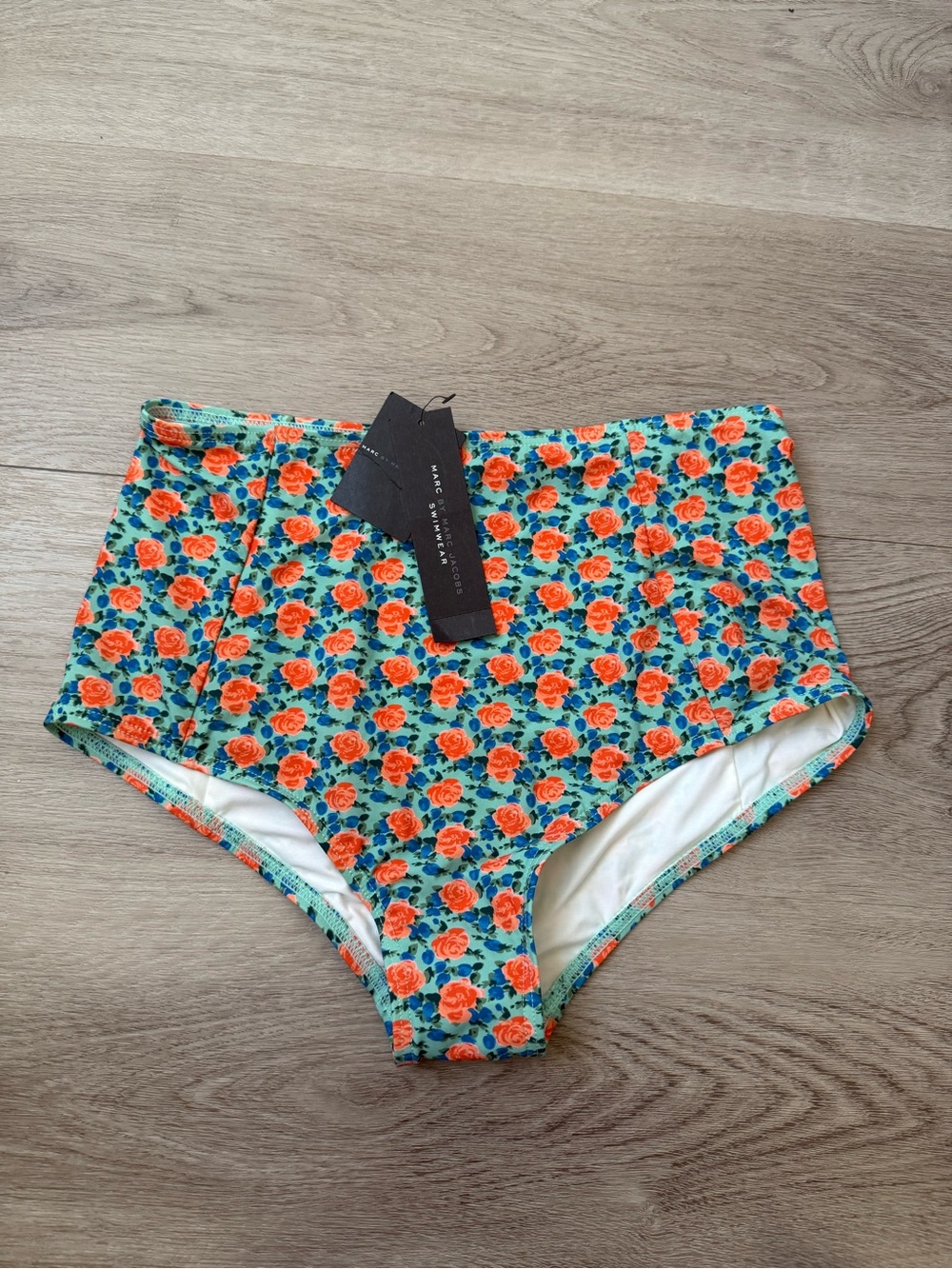 Marc by Marc Jacobs Aqua Floral Swim Bottoms with Coral Roses